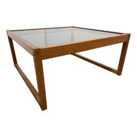 Mid 20th Century Teak + Smoked Glass Coffee Table