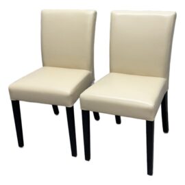 Crate & Barrel Lowe Ivory Leather Dining Chairs, Pair. Original Price: $600