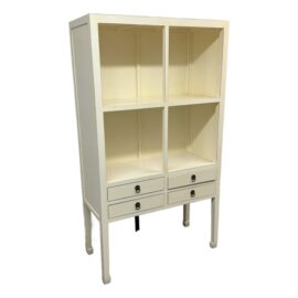 Chinoiserie Zen Ivory Finish Bookcase. Original Price: $3,600
