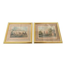 Carle Vernet Framed French Art Prints, Pair
