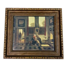 Pieter Elinga' "Woman Reading" Antique Reproduction Print, Framed