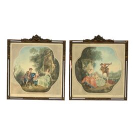 Circa 1920's Nicolas Lancret Framed Art Prints, Pair