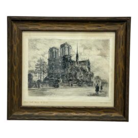 Antique Louis Marie Joseph Ridel "Paris - Nôtre Dame Les Quais", Framed