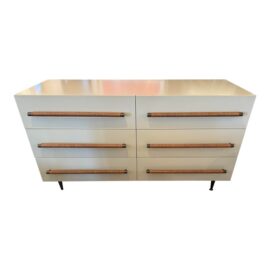 NEW Brownstone Audrey Taupe Rattan Handle Dresser. Original Price: $3,700