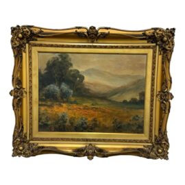 Antique Landscape Oil Painting, Framed