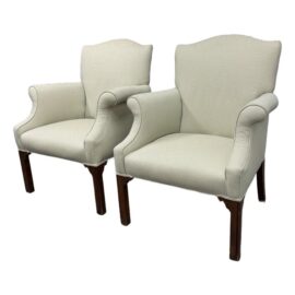George III Style Library Arm Chairs, Pair