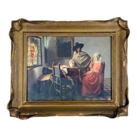 Antique Johannes Vermeer "The Glass of Wine" Print, Framed