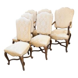 Baker Furniture Damask Dining Chairs, Set of Six