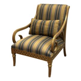 Vintage Henredon French Regency Style Carved Arm Chair.