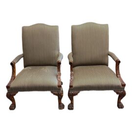 Vintage Gainsborough Style Arm Chairs, Pair