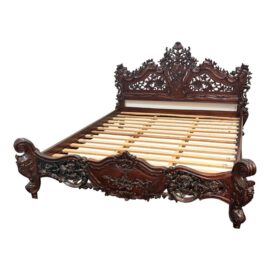 California King Size Vintage Victorian Rococo Revival Style Bed Frame
