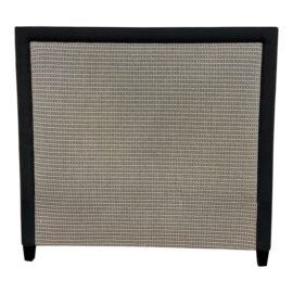 Full/Queen Size Tall Headboard of Dark Wood + Black/White Weave