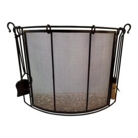 Plow & Hearth Curve Firescreen + Tools, Set of Five