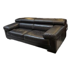 Calia Italia Leather Sofa, Black