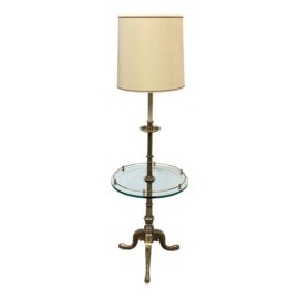 Stiffel Brass Floor Lamp + Glass Table