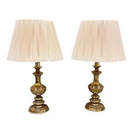 Vintage Stiffel Brass Table Lamps, Pair