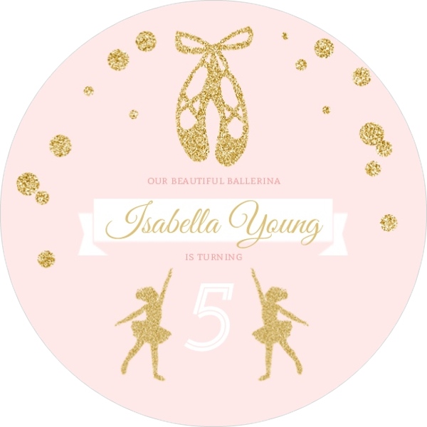 Pink & Faux Gold Glitter Ballerina Birthday Invitation Kids Birthday