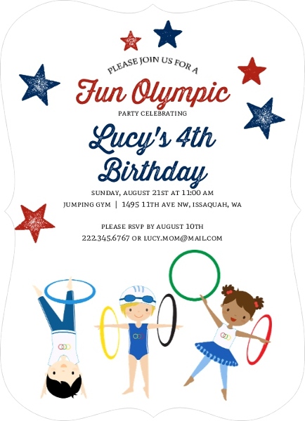 Olympic Kids Birthday Party Invitation | Kids Birthday Invitations