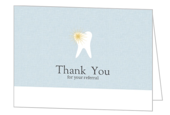 Blue And White Tooth Dental Referral Thank You Card Dentist