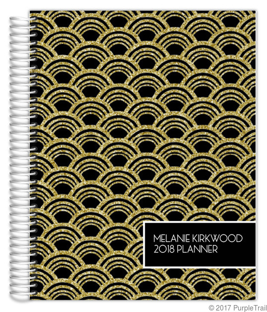 Gold Glitter Art Deco Custom Planner 8.5x11 Weekly Planners