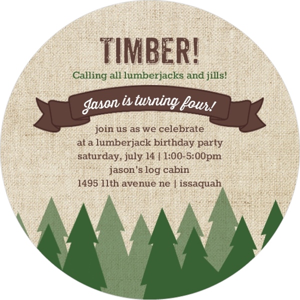 Forest Scene Birthday Party Invitation Lumberjack Birthday Invitations