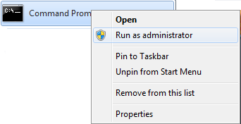 Right-click Command Prompt and select Run as administrator.