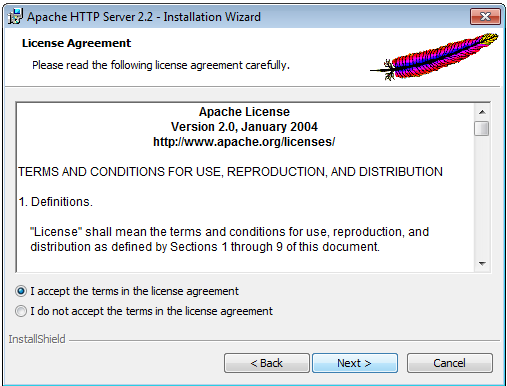 Accept license click Next