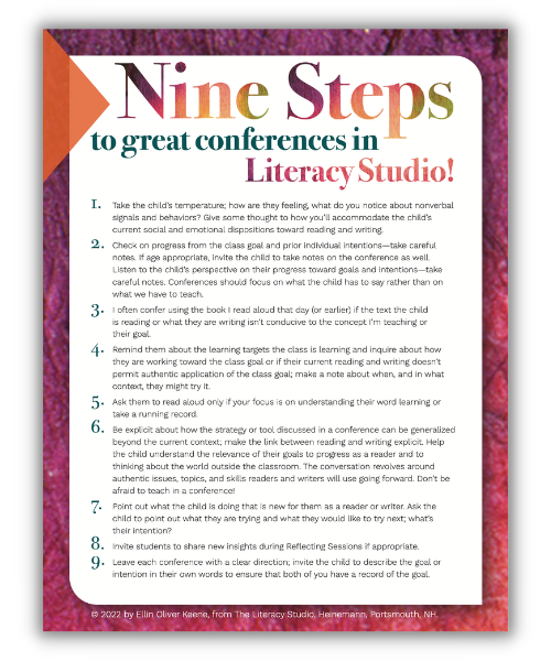 Nine Steps to Great Conferences from The Literacy Studio by Ellin Oliver Keene PDF download blog element image