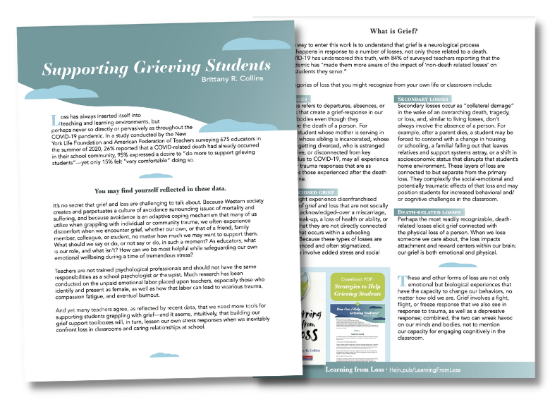 Supporting Greiving Students PDF by Brittany Collins