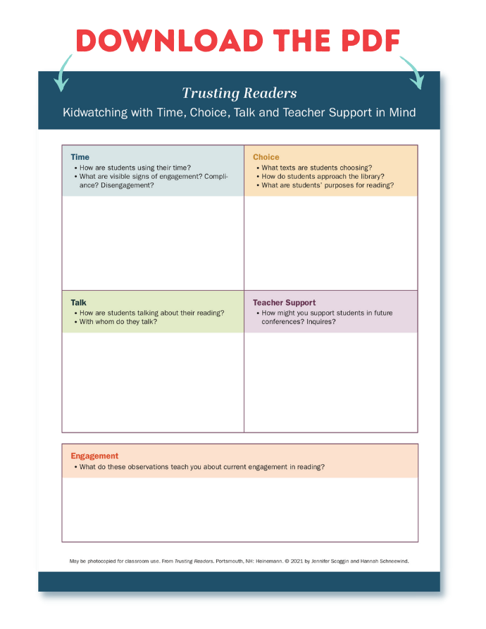 Trusting Readers Kidwatching Graphic for Blog DOWNLOAD PDF