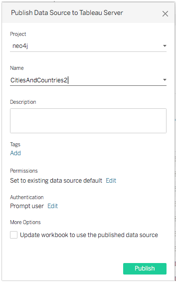 Publish datasource to Tableau