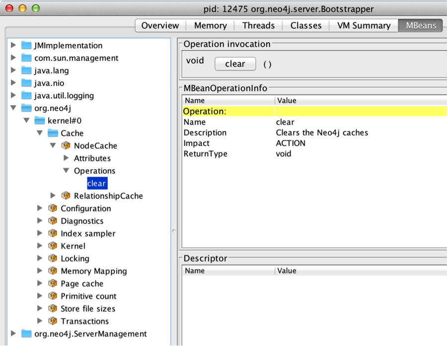 how to manually clear the node and relationship cache NN28Uqg