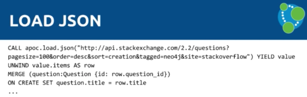 An example of the LOAD JSON command