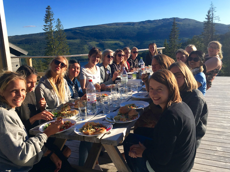 Dining al fresco, Pink Programming data science camp in Sweden.