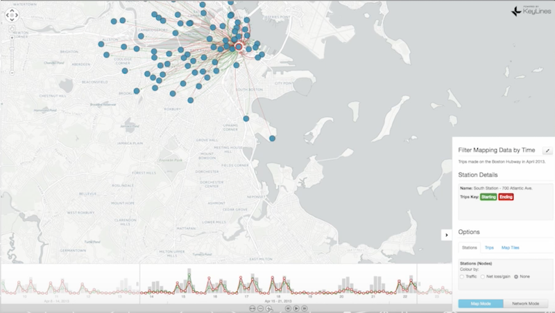 Data visualization in geographic networks.