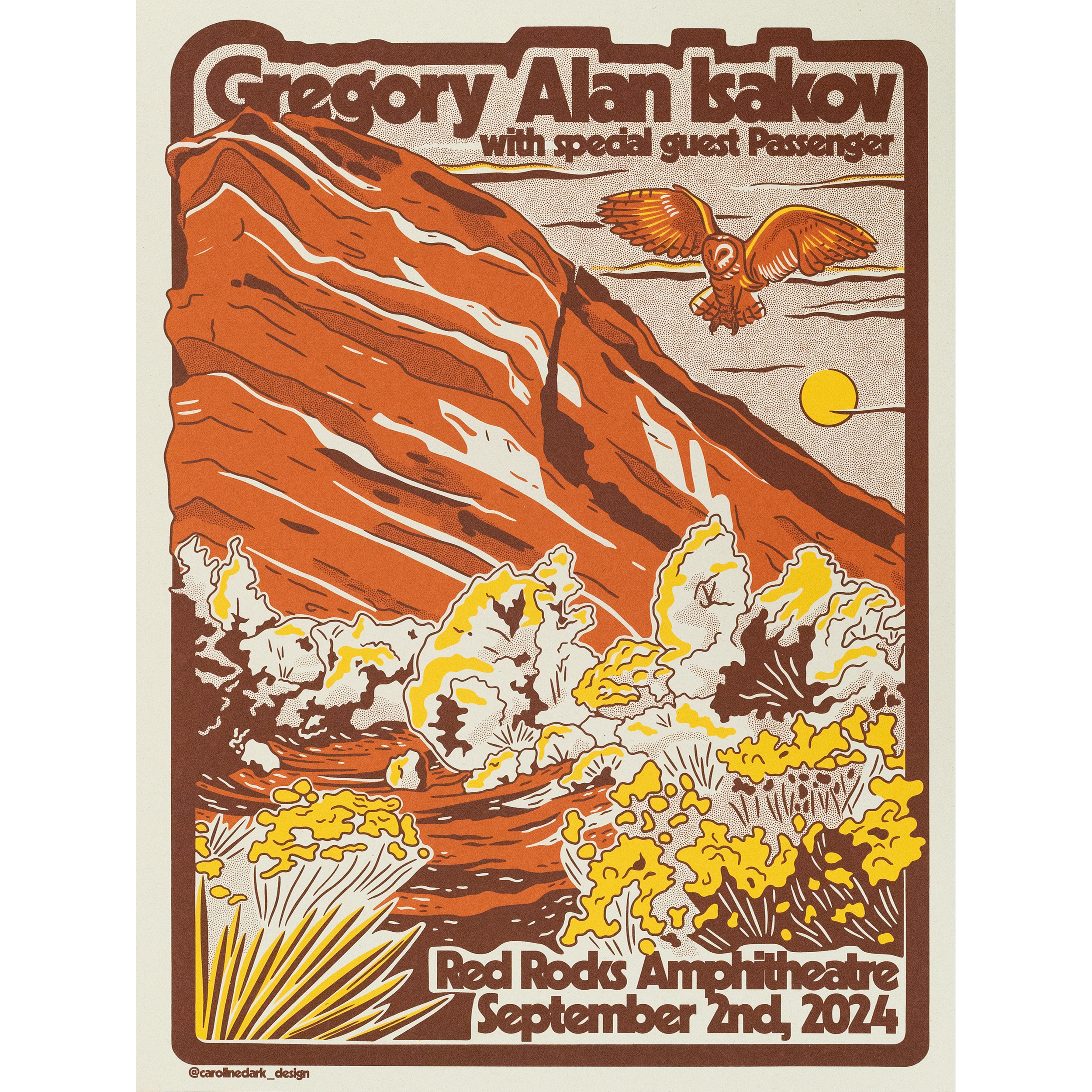 Red Rocks 2024 Poster - Night 2 (9/2) | Gregory Alan Isakov
