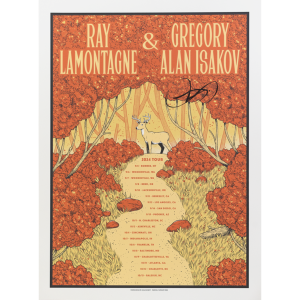 [SIGNED] Gregory Alan Isakov & Ray LaMontagne Co-Headline Tour Poster (2024) thumb