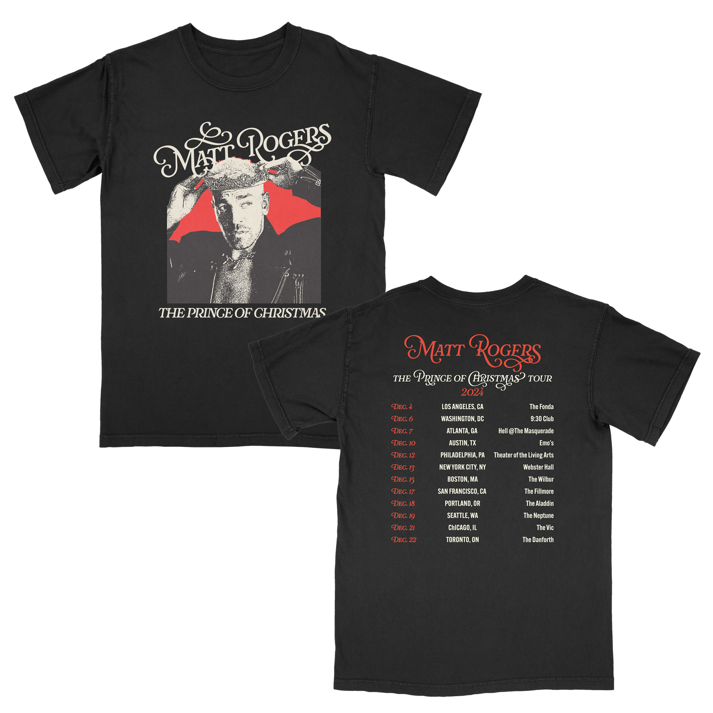 The Prince of Christmas Tour T-Shirt (Black) | Matt Rogers