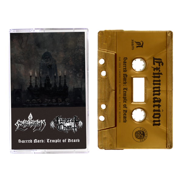 [PRE-ORDER] Exhumation / Funeral Chant: Sacred Oath - Temple of Death Cassette Tape (Ships week of Apr. 3rd, 2026) thumb