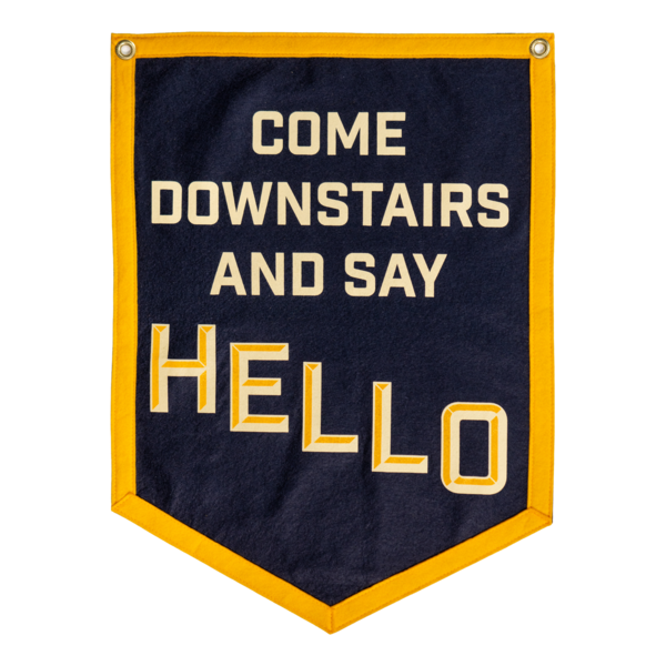 Come Downstairs & Say Hello Oxford Pennant Flag thumb