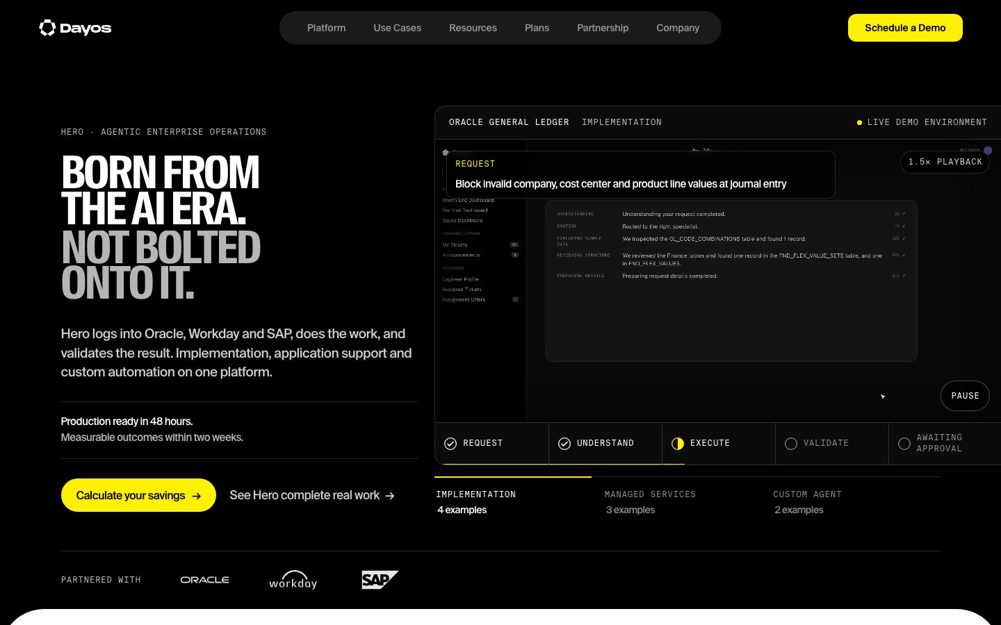Dayos — Agentic Enterprise Black — the full home page