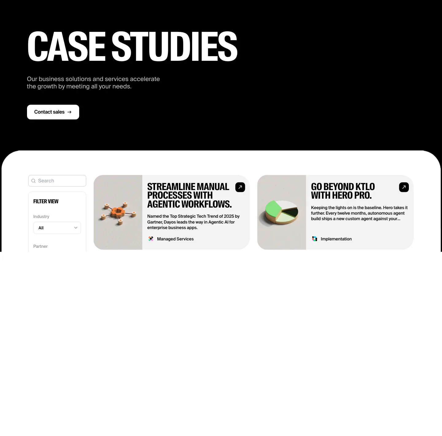 Dayos — Agentic Enterprise Black showcase section