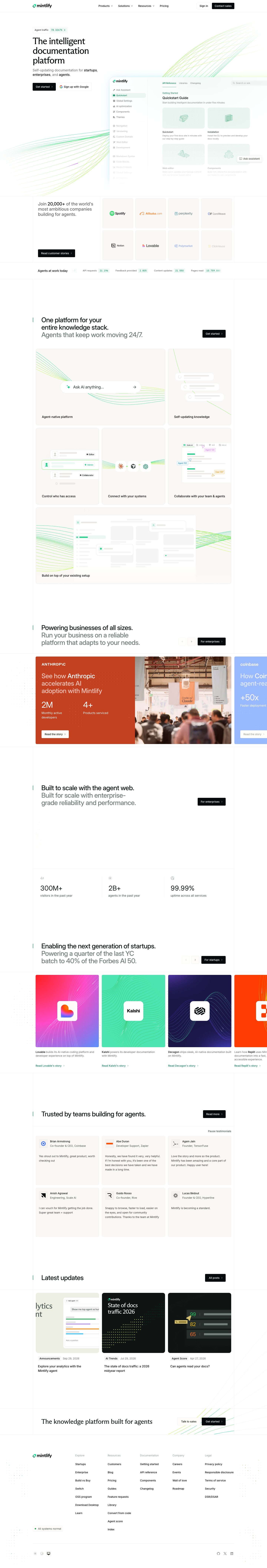 Mintlify — the full home page
