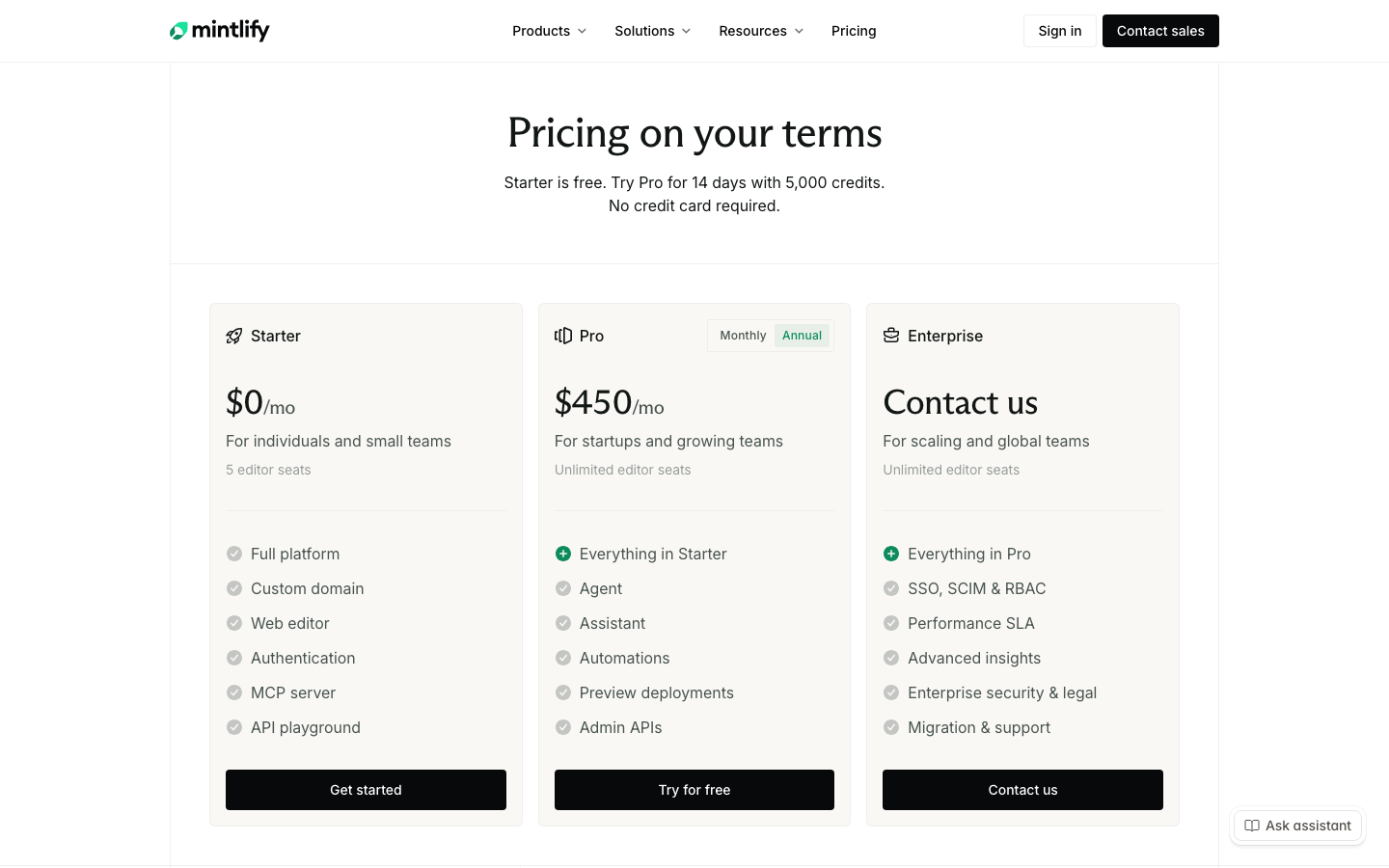Pricing - Mintlify