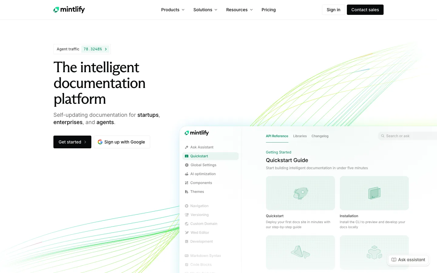 Mintlify hero section