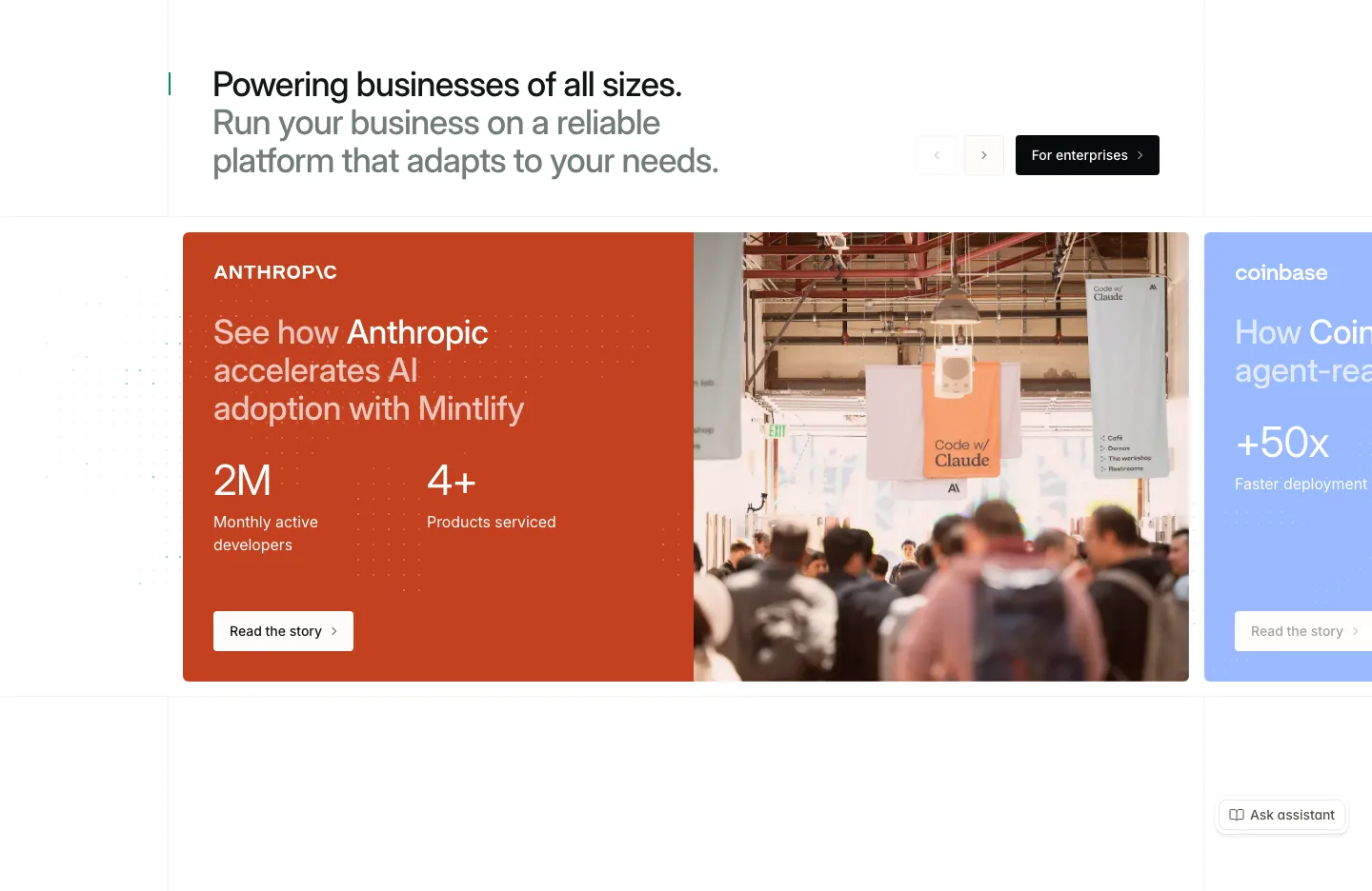 Mintlify social proof section