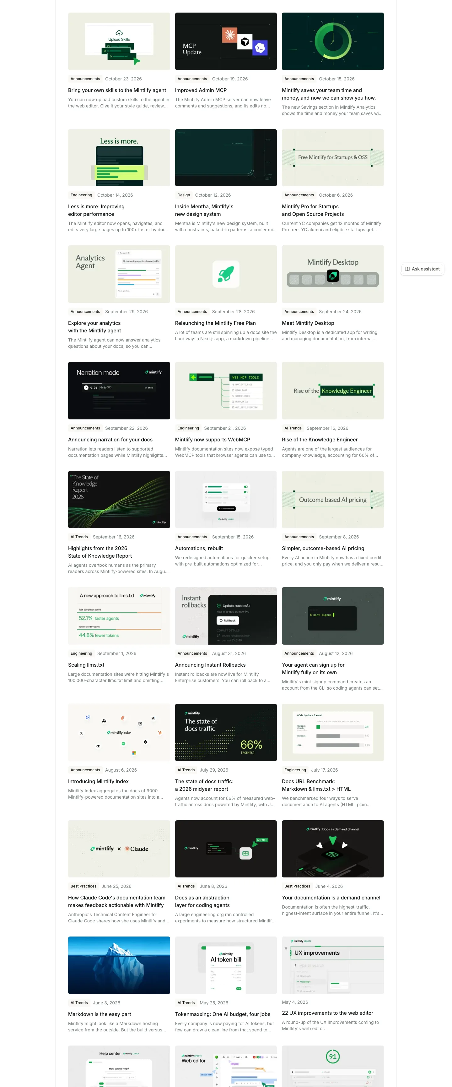 Mintlify blog section
