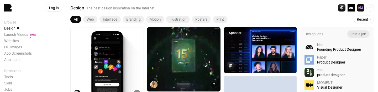 Recent navigation section