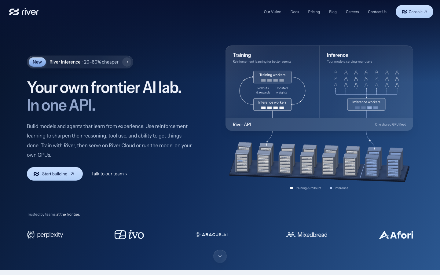 River AI — Your own frontier AI lab. In one API.