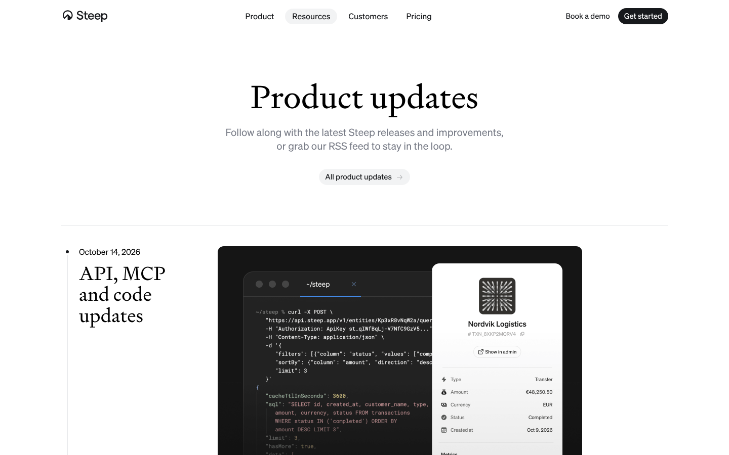 API, MCP and code updates | Steep